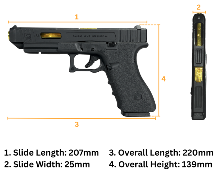 E&C SAI Glock 34 Gas Blowback Gel Blaster Pistol