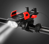 Bicycle Light Four-in-One Headlight Mountain Bike Horn Light One-Click Lock Mobile Phone Stand Lighting Cycling Fixture Cross-Border