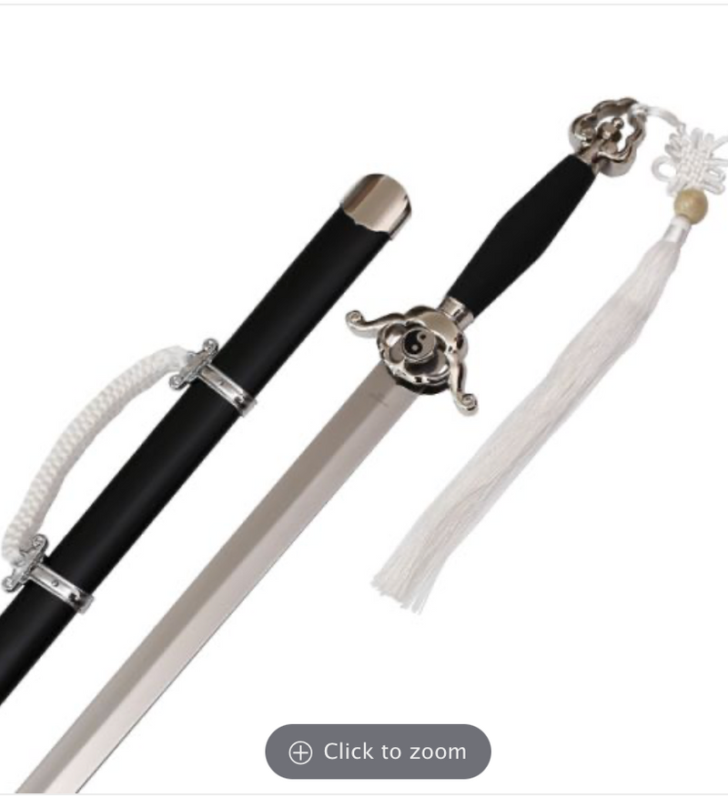 Chinese Taichi Sword with black scabbard and white cord