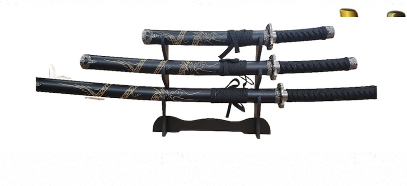 TRIPLE SWORD SET WITH STAND