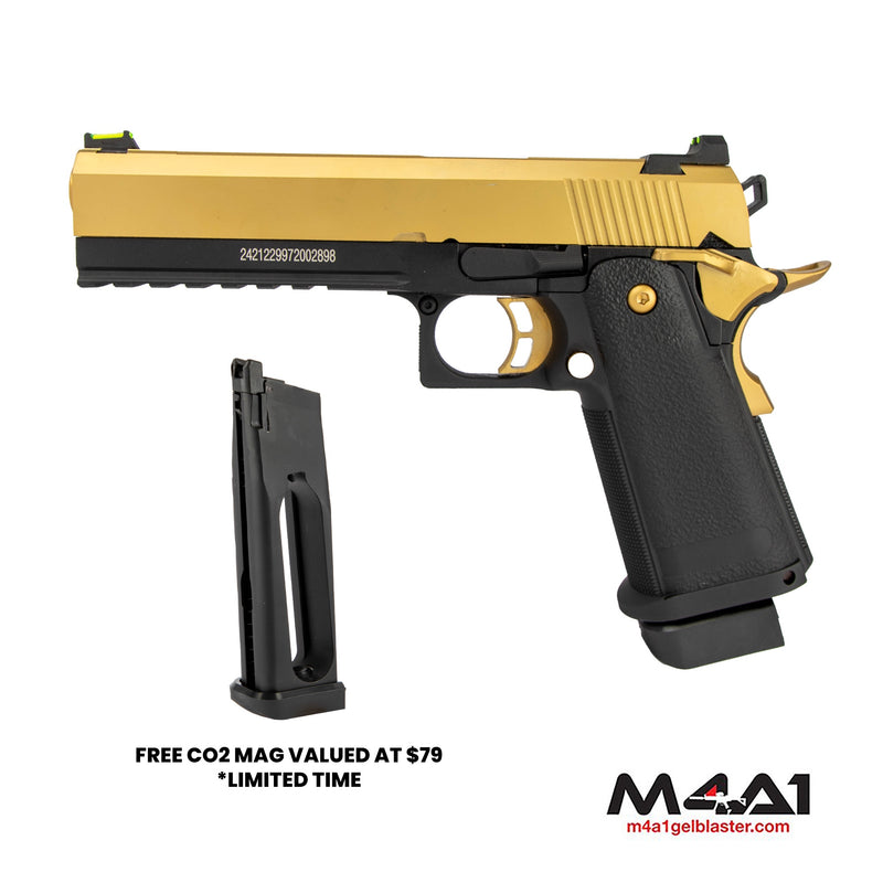 Hi-Capa 5.1 Gold Green Gas with Free CO2 Magazine – M4A1 Gelblaster